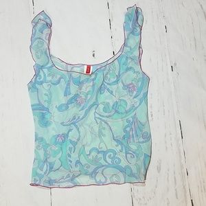 Sheer Top with Ruffle Straps